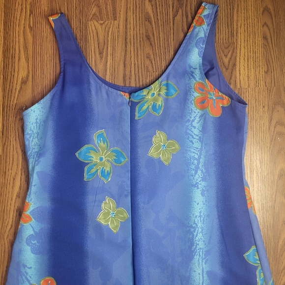 Vintage 80s Panache Floral Pleated Dress Blue Spring Size 14 Made in Canada A53 - Picture 7 of 15